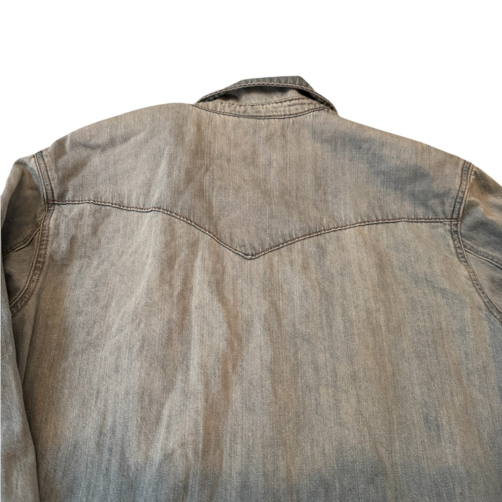 Universal Thread Denim  Button Down Shirt With Embroidered Star Pattern - Picture 6 of 9
